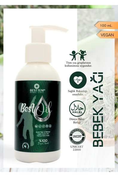 BESTTEM BESTOİL BEBEK YAĞI KORUYUCU IÇERMEZ, SÜRÜLEBİLİR IÇİLEBİLİR %100 DOĞAL 100ML ürün görseli