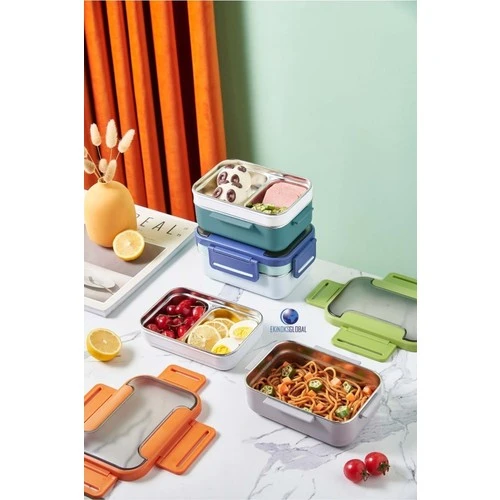 Vagonlife Çift Katmanlı Paslanmaz Çelik Öğle Yemeği Kutusu Yeşil BL20182 - 3