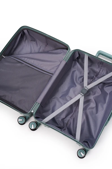 Elatae Exclusive Pro Polipropilen Kırılmaz 2'li Valiz Seti Büyük Boy - Kabin Boy Mavi 5239 - Resim 6