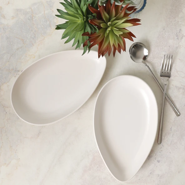 Keramika Mat Beyaz Serenity Kayık Tabak 24 Cm 2 Adet 022 - 2
