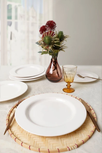 Keramika Beyaz Assos Servis Tabağı 28 Cm 6 Adet 006 - Resim 3