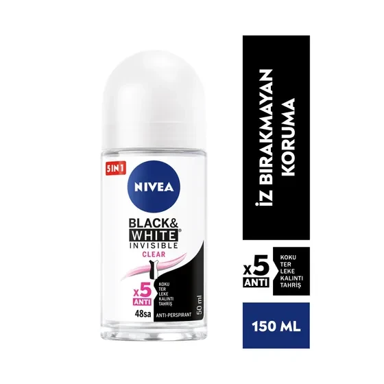 Nivea Invisible Black & White Clear 50 ml Kadın Roll-On - 1