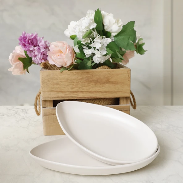 Keramika Mat Beyaz Serenity Kayık Tabak 24 Cm 2 Adet 022