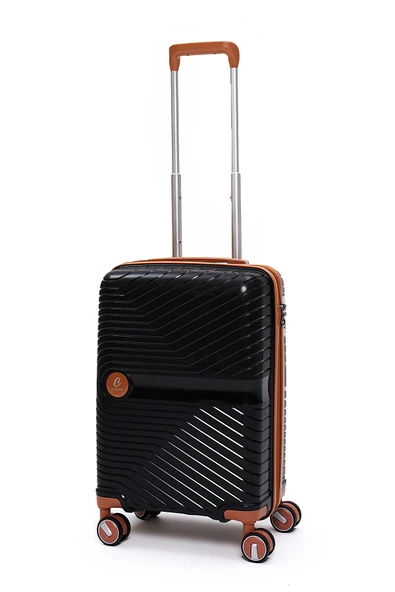 Elatae Exclusive Pro Polipropilen Kırılmaz 2'li Valiz Seti Büyük Boy - Kabin Boy Siyah - Camel 5239 - Resim 5