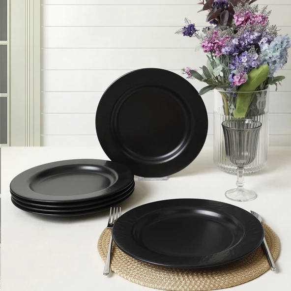 Keramika Mat Siyah İyonya Servis Tabağı 26 Cm 6 Adet 956