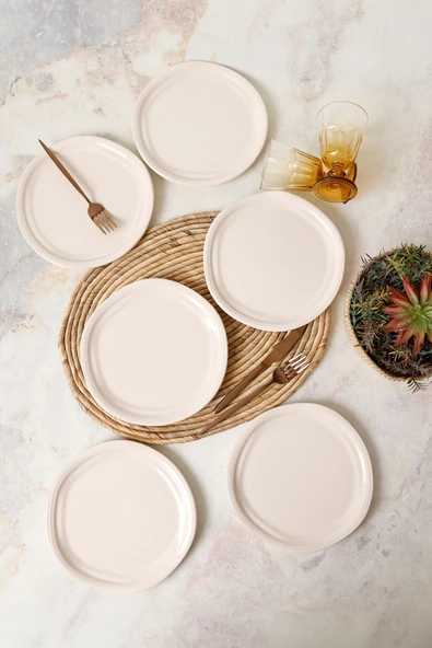 Keramika Krem Bloom Pasta Tabağı 24 Cm 6 Adet 030 ürün görseli 1