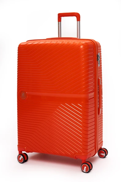 Elatae Exclusive Pro Polipropilen Kırılmaz 2'li Valiz Seti Büyük Boy - Kabin Boy Turuncu 5239 - Resim 2