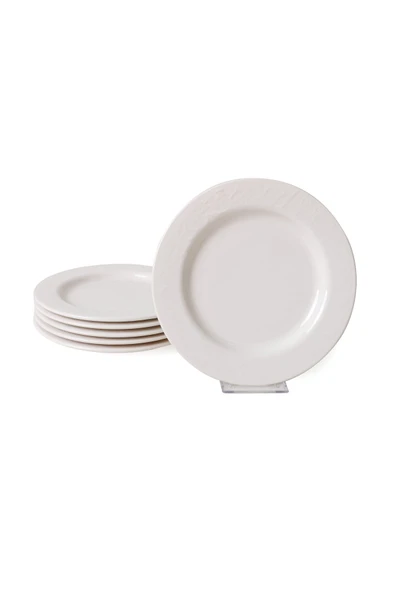 Keramika Beyaz İyonya Pasta Tabağı 22 Cm 6 Adet 006 - 4