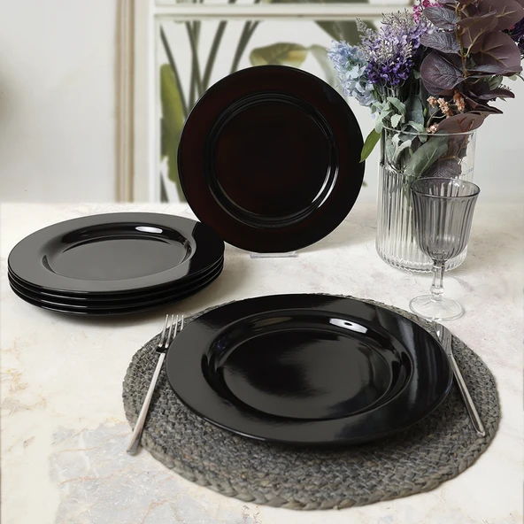 Keramika Siyah Assos Servis Tabağı 28 Cm 6 Adet 650