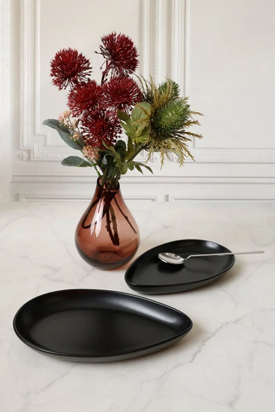 Keramika Mat Siyah Serenity Kayık Tabak 24 Cm 2 Adet 956