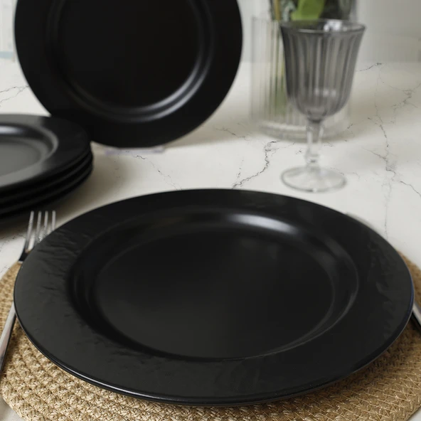 Keramika Mat Siyah İyonya Servis Tabağı 26 Cm 6 Adet 956 - 4