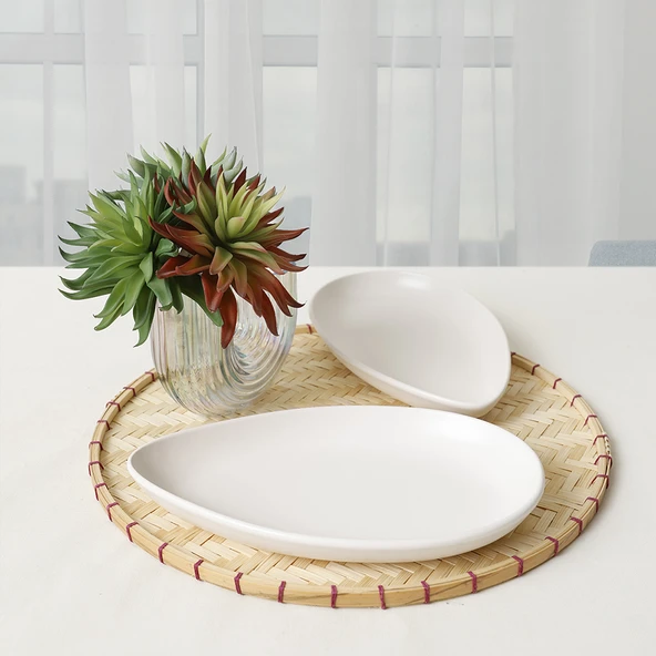 Keramika Mat Beyaz Serenity Kayık Tabak 24 Cm 2 Adet 022 - 3