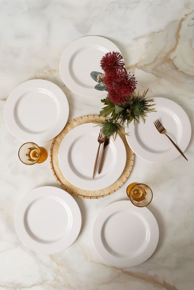 Keramika Beyaz Assos Servis Tabağı 28 Cm 6 Adet 006 - Resim 4