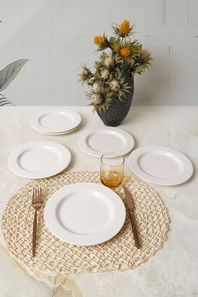 Keramika Beyaz İyonya Pasta Tabağı 22 Cm 6 Adet 006 - 2