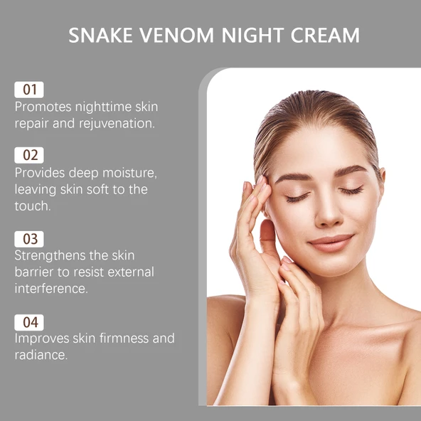 Yılan Zehri Gece Kremi - Günlük Yüz Bakımı - Cildi Derinlemesine Besler - 50ml