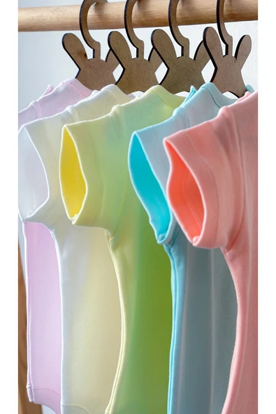 MOISY to babies Kız Bebek Body, %100 Pamuk, Soft Yıkama, Kısa Kollu  5' li Paket - 8
