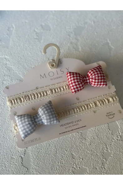 MOISY Pötikare 2'li Bebek Saç Bandı (Kırmızı - Gri) - 5