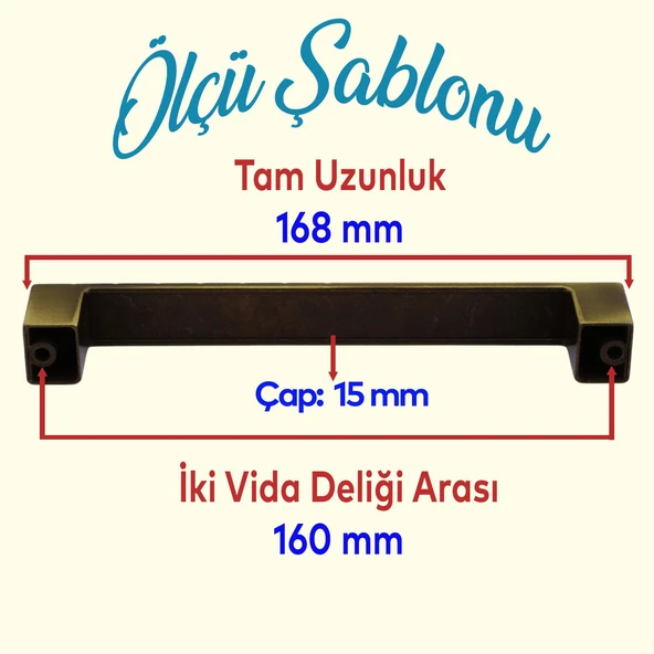 Mobilya Mutfak Çekmece Dolap Dolabı Kulpu Kulbu Kulpları Metal 160 mm Eskitme Antik Sarı - Resim 2