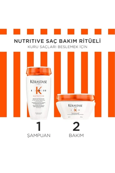 Nutritive Kuru Saçlar İçin İkili Set Bain Satin Riche Şampuan 250ml Masquintense Saç Maskesi 200ml - Resim 3