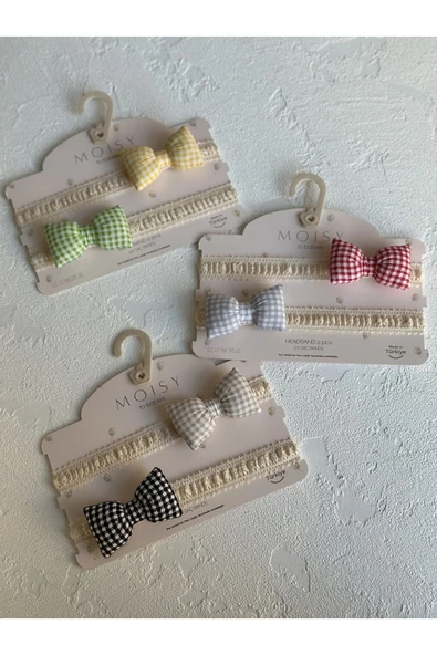 MOISY Pötikare 2'li Bebek Saç Bandı (Kırmızı - Gri) - 4