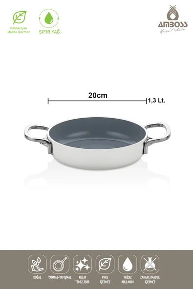 Sera Nova Yanmaz Yapışmaz Seramik Sahan 20 cm – Beyaz - 5