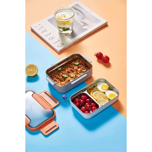 Çift Katmanlı Paslanmaz Çelik Öğle Yemeği Kutusu Turuncu Bl20182 - 2