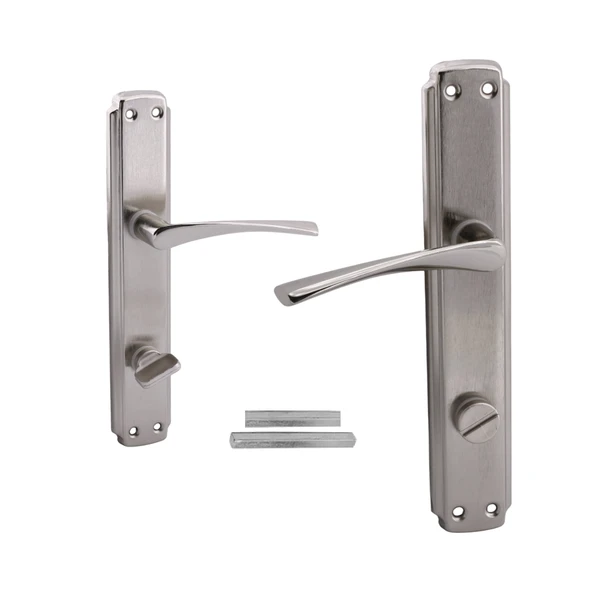 Kilitlenebilir WC Banyo Kapı Kolu Nikel İnox Aynalı Sağa Sola Uygun İç Dış Tuvalet Kapısı 1 Takım - Resim 5