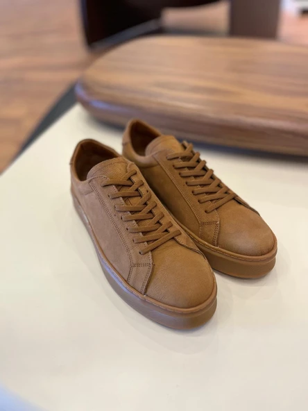 4226 TABA NUBUK HAKİKİ DERİ ERKEK SNEAKERS - 2