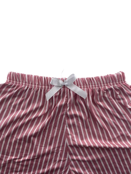 Kadın İnce Beyaz Çizgili Şort Milan - 001