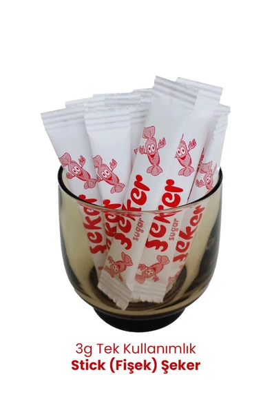 Balkan Tek Kullanımlık Stick (Fişek) Şeker 3g - 100 Adet (Çay Şekeri) Kullan At Toz Şeker