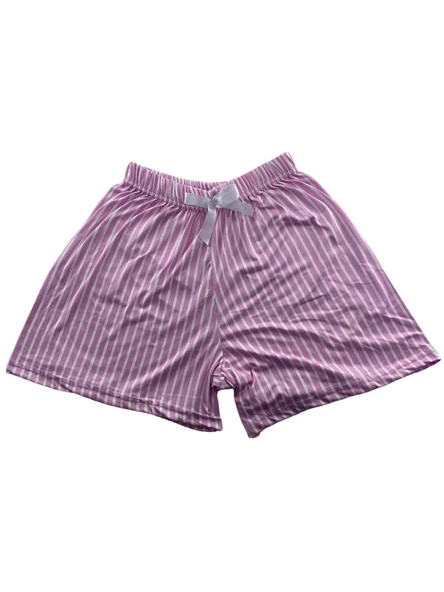 Kadın İnce Beyaz Çizgili Şort Milan - 001 - 6