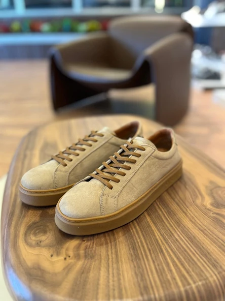 4226 BEJ NUBUK HAKİKİ DERİ ERKEK SNEAKERS - ERKEK SPOR AYAKKABI - 2