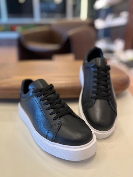 4226 SİYAH CİLT HAKİKİ DERİ ERKEK SNEAKERS