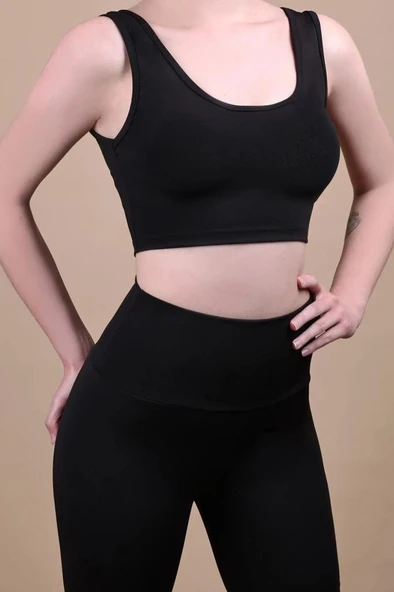 Selin Beauty My Crown Kadın Siyah Toplayıcı Askılı Crop XS Beden