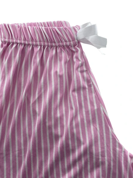 Kadın İnce Beyaz Çizgili Şort Milan - 001 - 7