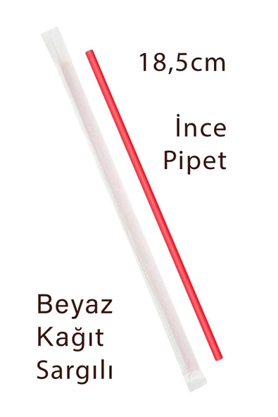 Balkan Tek Kullanımlık Kağıt Sargılı Düz Pipet 18,5cm Ince 500 Adet