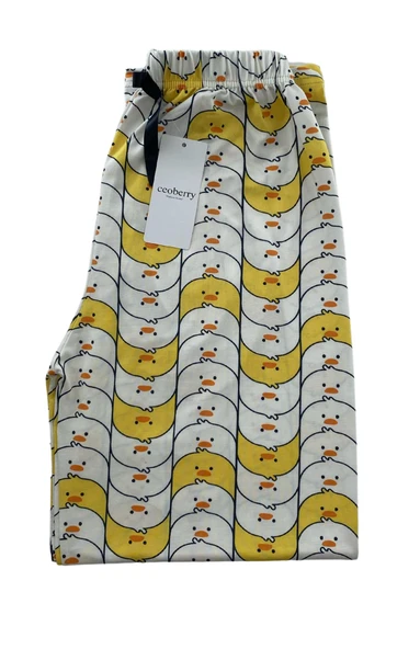 Kadın Sarı Beyaz Civcivli Pijama Altı Milan - 105