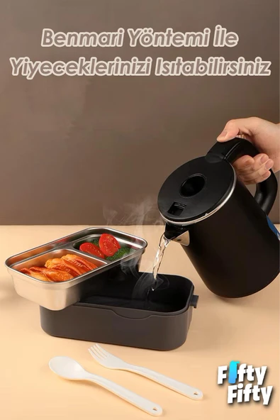Vagonlife 1350 ML İki Kat Üç Bölme Paslanmaz Çelik Lunch Box Yeni Nesil Sefer Tası-Sos Kaseli Model-FFLBOX10110-2S - 5