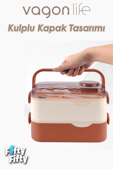 Vagonlife 1350 ML İki Kat Üç Bölme Paslanmaz Çelik Lunch Box Yeni Nesil Sefer Tası-Sos Kaseli Model-FFLBOX10110-2S - 20