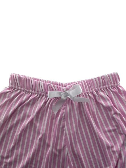 Kadın İnce Beyaz Çizgili Şort Milan - 001 - 5