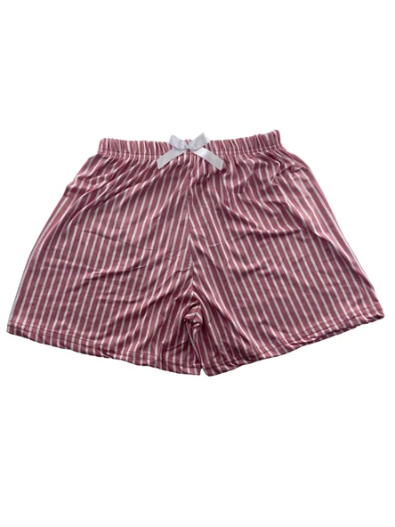 Kadın İnce Beyaz Çizgili Şort Milan - 001 - 4