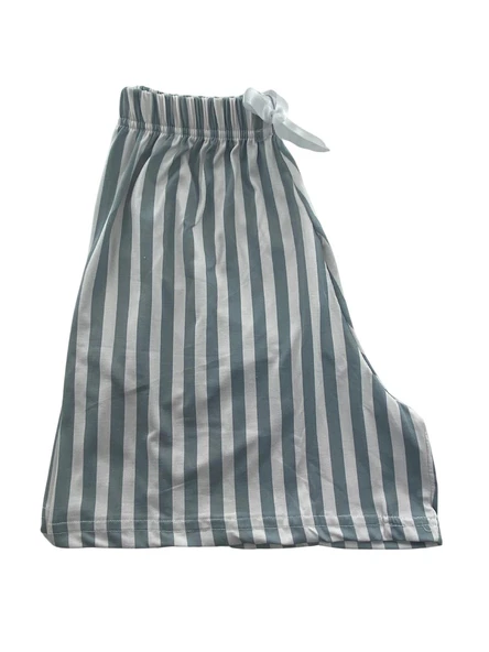 Kadın Kalın Beyaz Çizgili Şort Milan - 001 - 3