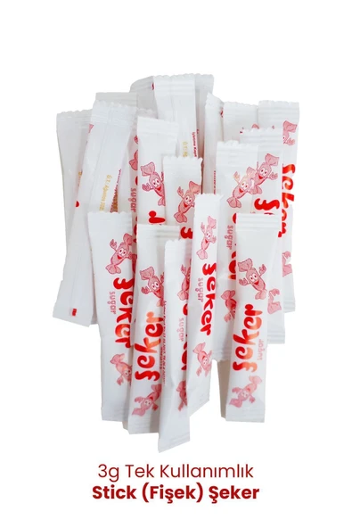Balkan Tek Kullanımlık Stick (Fişek) Şeker 3g - 1000 Adet (Çay Şekeri) Kullan At Toz Şeker - 2