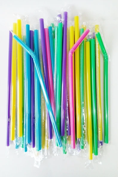 Balkan Pipet Körüklü Jelatinli Frozen Kalın 500 Adet (Karışık 5 Renk) 7mm Çapı ve 24cm boyu