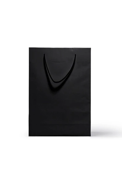 Balkan Siyah İpli Kağıt Alışveriş Çantası - 36x25x9cm (Hediyelik, Yılbaşı, Doğum Günü Karton Çanta)