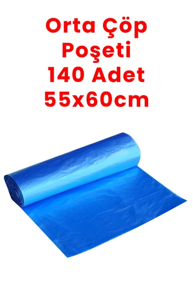 Balkan 140 Adet Rulo Orta Boy Çöp Poşeti 55x60cm Çöp Torbası