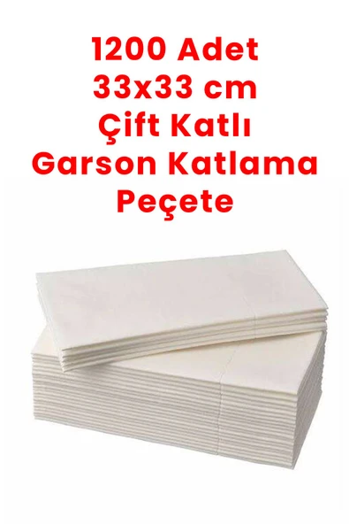 Balkan 33x33 cm Çift Katlı Garson Katlama Peçete 1200 Adet Beyaz