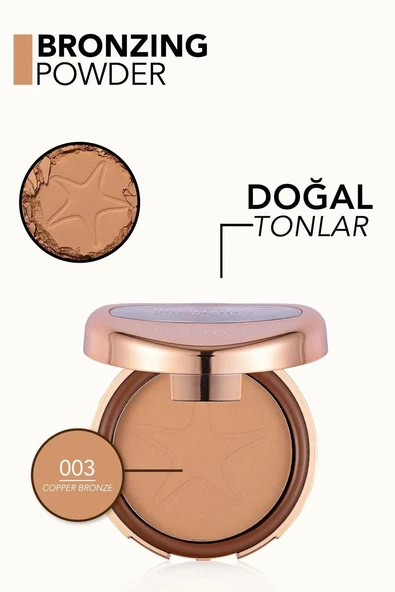 Flormar Bronzing Powder 03 - BR03 COPPER BRONZE Yumuşak Dokulu & Doğal Işıltılı Kompakt Bronzlaştırıcı Pudra - 3