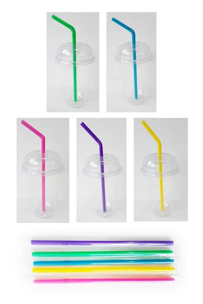 Balkan Pipet Körüklü Jelatinli Frozen Kalın 250 Adet (Karışık 5 Renk) 7mm Çapı ve 24cm boyu - 2
