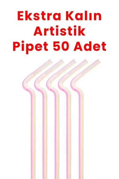 Balkan Pipet Körüklü Frozen Ekstra Kalın Artistik Pipet 50 Adet 10mm Çapı Ve 30cm Boyu